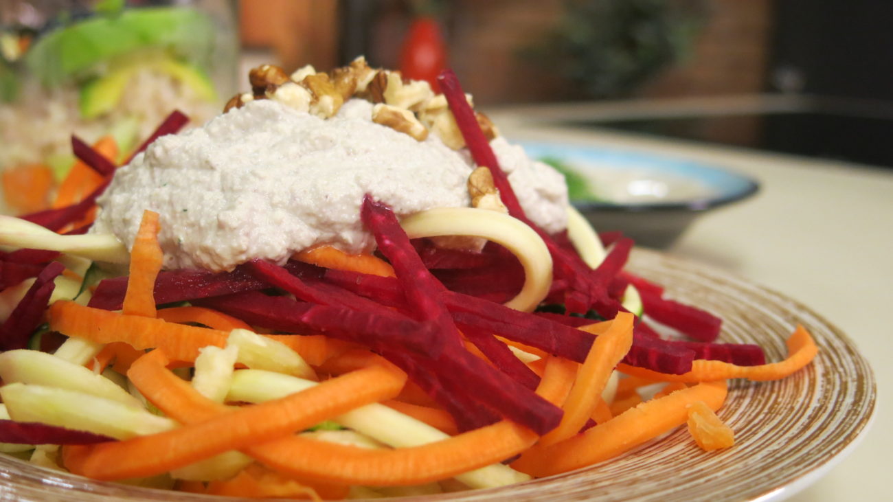 Veganski suši, majonez od indijskih oraha, špagete od povrća